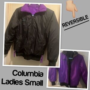 Vintage 1990s Columbia Black and Purple, Full-Zip Jacket, Reversible Windbreaker